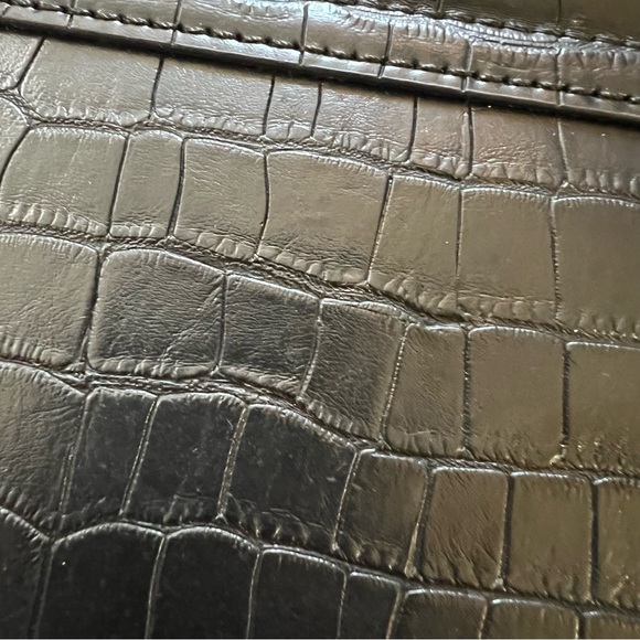 WeWoreWhat Black Croc Leather Purse w Brown/Silver Beads- Removable Strap - Picture 7 of 7